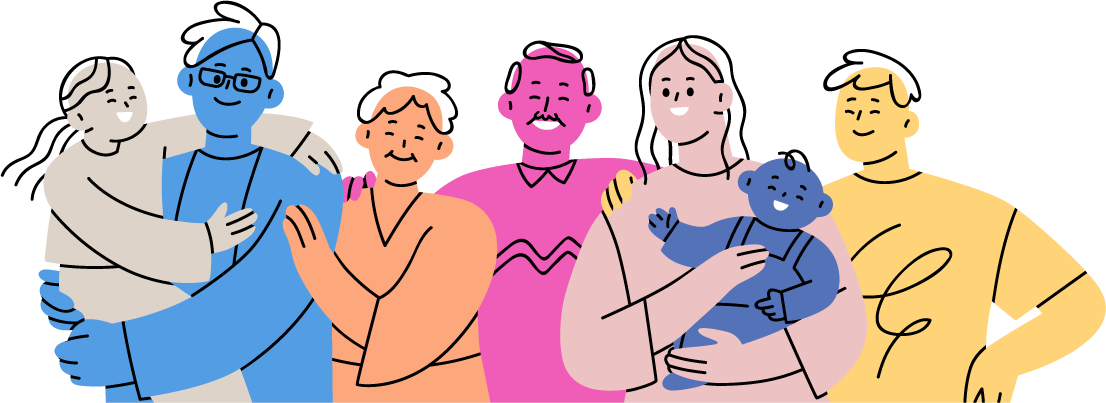 多様な人々が支え合うイメージ